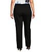 Anne Klein Plus Size Compression Stretch Knit Straight Wide-Leg Trouser Pant, Color:Black - Image 2