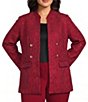 Anne Klein Plus Size Eyelash Tweet Sequin Mandarin Collar Open Front Jacket - Image 1
