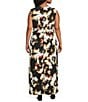 Anne Klein Plus Size Floral V-Neck Sleeveless Knot Front Maxi Dress, Color:Anne Black Multi - Image 2