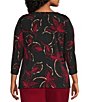 Anne Klein Plus Size Foil Print Cowl Neck 3/4 Sleeve Top - Image 2