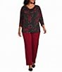 Anne Klein Plus Size Foil Print Cowl Neck 3/4 Sleeve Top - Image 3