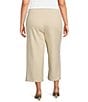 Anne Klein Plus Size French Terry Pull On Wide Leg Crop Trousers, Color:Soft Late - Image 2