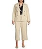 Anne Klein Plus Size French Terry Pull On Wide Leg Crop Trousers, Color:Soft Late - Image 3