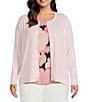 Anne Klein Plus Size Long Sleeve Sequin Button Front Cardigan - Image 1
