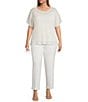 Anne Klein Plus Size Metallic Tuckstitch Hacci Dolman Sleeve Blouse, Color:White Dove/Light Gold - Image 3