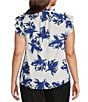 Anne Klein Plus Size Printed Gingham Double Ruffle Sleeveless Blouse, Color:Santorini Blue Multi - Image 2