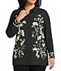 Anne Klein Plus Size Printed Long Sleeve Button Down Shirt - Image 1