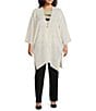 Anne Klein Plus Size Shimmer Texture 3/4 Sleeve Open Front Cardigan, Color:Light Dune - Image 3