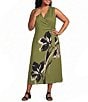 Anne Klein Plus Sleeveless Placement Print Midi Wrap Dress - Image 1