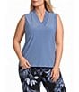 Anne Klein Plus Smocked V-Neck Tank Blouse - Image 1