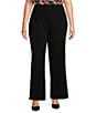 Anne Klein Plus Stretch Crepe Pull-On Wide Leg Pants, Color:Anne Black - Image 1