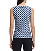 Anne Klein Printed Asymmetrical Pleated Neck Sleeveless Shell Top - Image 2