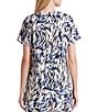Anne Klein Printed Flat Satin Bateau Neck Short Sleeve Coordinating Top - Image 2