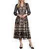 Anne Klein Printed Smocked Ruffle Midi Dress - Image 1