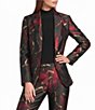 Anne Klein Printed Twill Jacquard Metallic Notch Collar One Button Front Blazer - Image 1