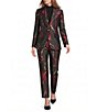 Anne Klein Printed Twill Jacquard Metallic Notch Collar One Button Front Blazer - Image 3