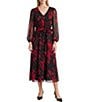 Anne Klein Printed V-Neck Gathered Sleeve Midi Dress - Image 1