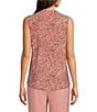 Color:Red Pear/Anne White Multi - Image 2 - Printed V-Neck Pleat Front Sleeveless Blouse