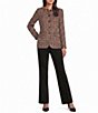 Anne Klein Pull-On Flocked Herringbone Bootleg Pants - Image 3