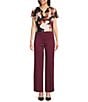 Anne Klein Pull On Wide Leg Compression Pants, Color:Chianti - Image 3