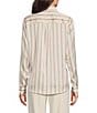 Anne Klein Satin Stripe Point Collar Long Sleeve Button Front Blouse, Color:White Dove Multi - Image 2