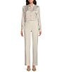 Anne Klein Satin Stripe Point Collar Long Sleeve Button Front Blouse, Color:White Dove Multi - Image 3
