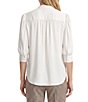 Anne Klein Satin Yoryu Y-Neck Puff Sleeves Pullover Blouse - Image 2