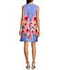 Anne Klein Scuba Floral Print Crew Neck Sleeveless Shift Mini Dress, Color:Azurine Multi - Image 2