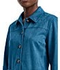 Anne Klein Scuba Suede Point Collar Patch Pocket Button Front Shacket - Image 3