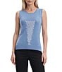 Anne Klein Sequin Crew Neck Sleeveless Tank Top - Image 1