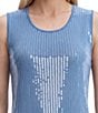 Anne Klein Sequin Crew Neck Sleeveless Tank Top - Image 3