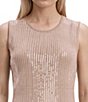 Anne Klein Sequin Crew Neck Sleeveless Tank Top - Image 6