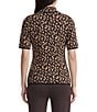 Anne Klein Short Sleeve Animal Jacquard Mock Neck - Image 2