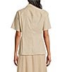 Anne Klein Short Sleeve Poplin Button Front Blouse - Image 2