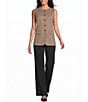 Anne Klein Sleeveless Plaid Button Front Coordinating Vest - Image 3