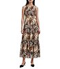 Anne Klein Smocked Bodice Printed Sleeveless Maxi Dress - Image 1