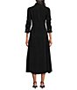 Anne Klein Soft Twill Collar Neck Elbow Sleeve Pleated A-Line Dress - Image 2