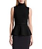 Anne Klein Solid Belted Mock Neck Peplum Top - Image 1