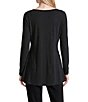 Anne Klein Solid Jersey Crew Neck Long Sleeve Shirred Waist Top - Image 2