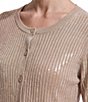 Anne Klein Solid Sequin Crew Neck Button Front Cardigan - Image 3