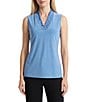 Anne Klein Solid Smocked V-Neck Sleeveless Fitted Tank Top - Image 3