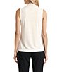 Anne Klein Solid Smocked V-Neck Sleeveless Fitted Tank Top - Image 6