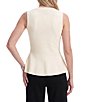 Anne Klein Solid V-Neck Sleeveless Button Front Peplum Vest - Image 4