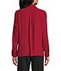 Anne Klein Solid Woven Point Collar Ruffle Button Front Shirt - Image 2