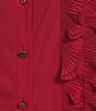 Anne Klein Solid Woven Point Collar Ruffle Button Front Shirt - Image 4