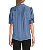 Anne Klein Split V Puff Sleeve Blouse - Image 2