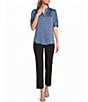 Anne Klein Split V Puff Sleeve Blouse - Image 3