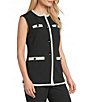 Anne Klein Stretch Four Button Welt Pockets Sleeveless Vest - Image 1