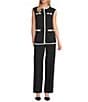 Anne Klein Stretch Four Button Welt Pockets Sleeveless Vest - Image 3