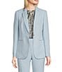 Color:Opal Blue - Image 1 - Stretch Notch Collar Pocketed Long Sleeve Coordinating Jacket